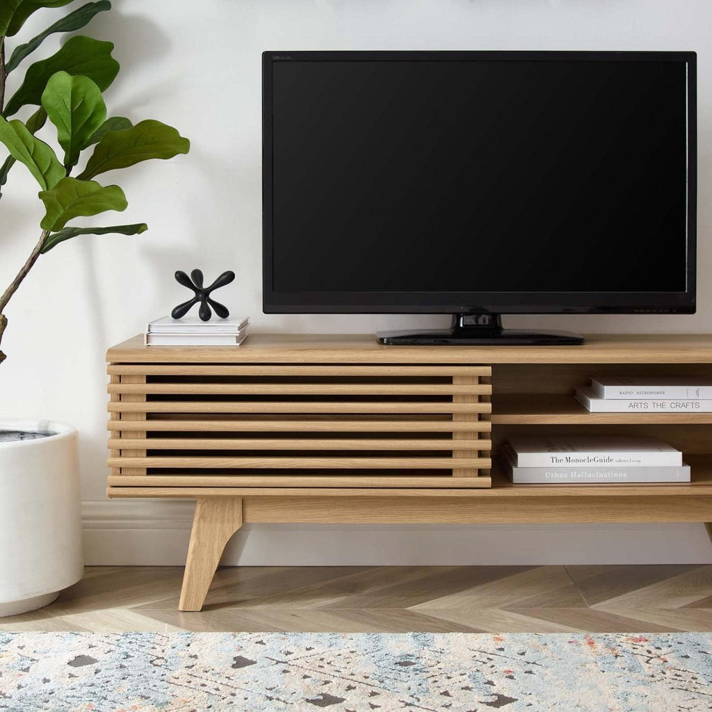Modway Render Mid-Century Modern Low Profile 48 Inch TV Stand in Oak, 48'