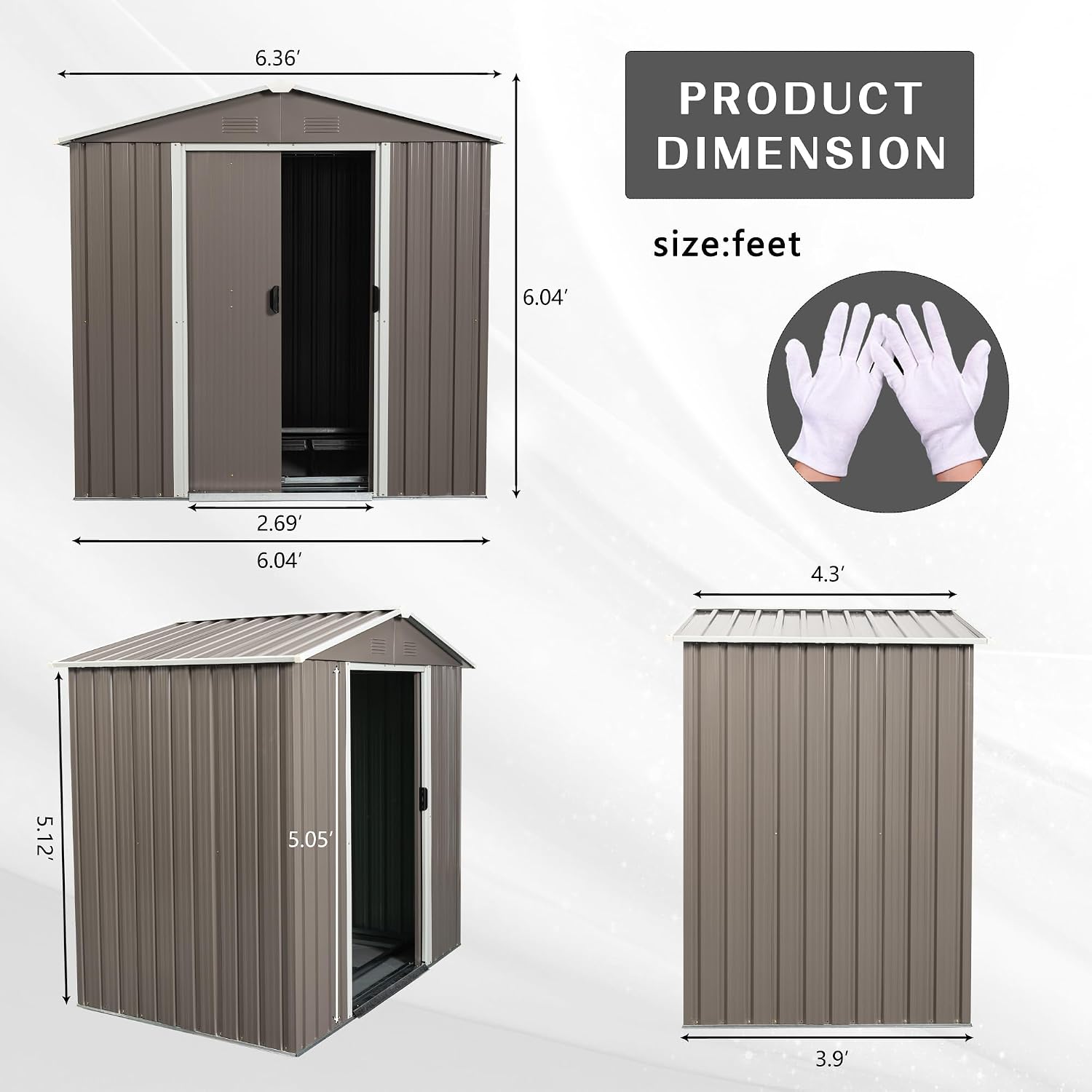 KEIKI 6x5 FT Outdoor Metal Storage Shed with Peaked Roof,Vents and Lockable Door for Garden Yard
