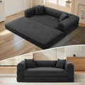 KBQ 3-Seat Convertible Sleeper Sofa Bed with 2 Pillows, Corduroy Folding Mattress Couch, Floor Sofa Lounge Couch for Living Room Bedroom Lounge Studio, Deep Gray