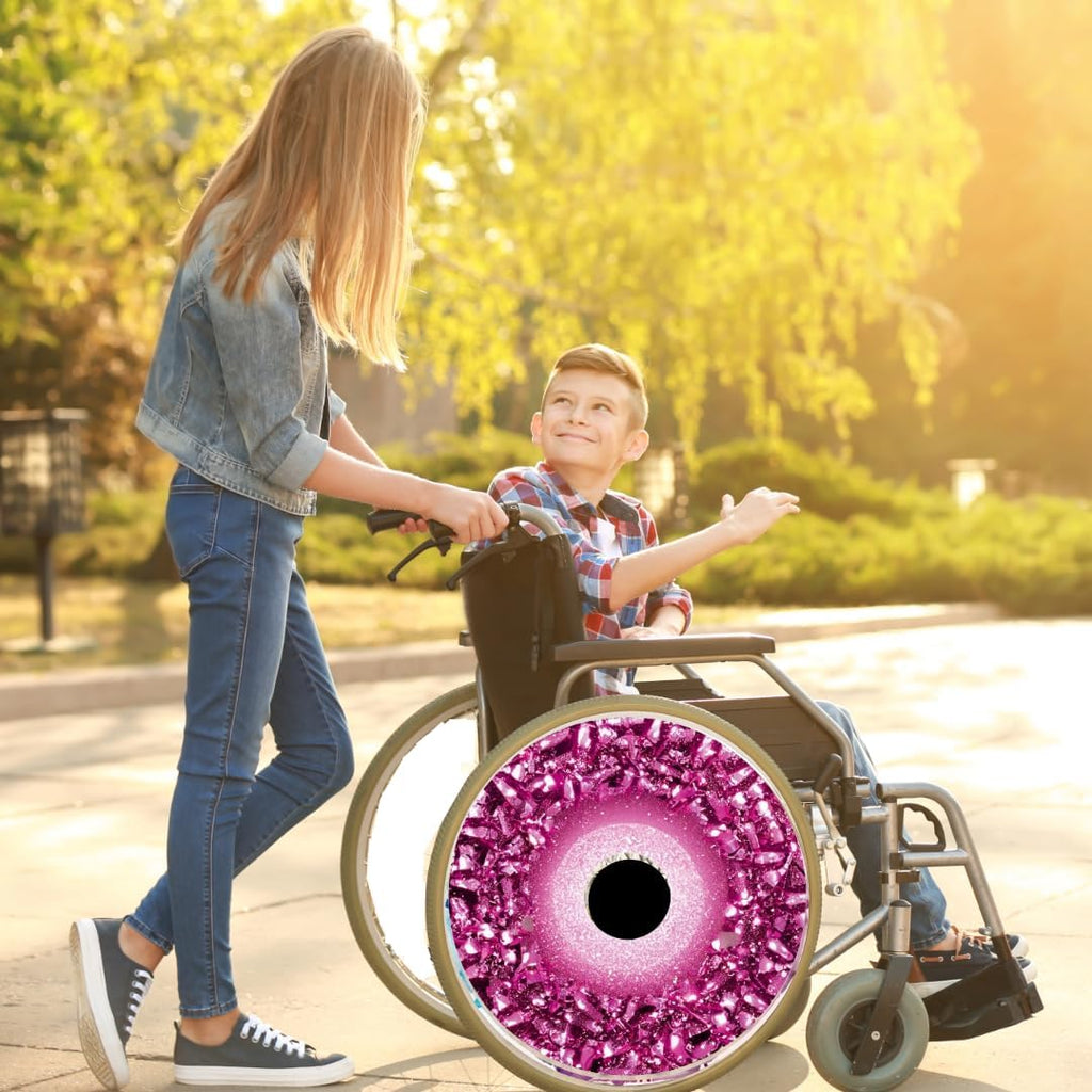 18' Grad GITS Wheelchair Wheel Covers, Waterproof Wheelchair Accessories,Cute and smart Covers Easy Install/Remove, Lightweight, for Kids and Adults (Pink Pattern)