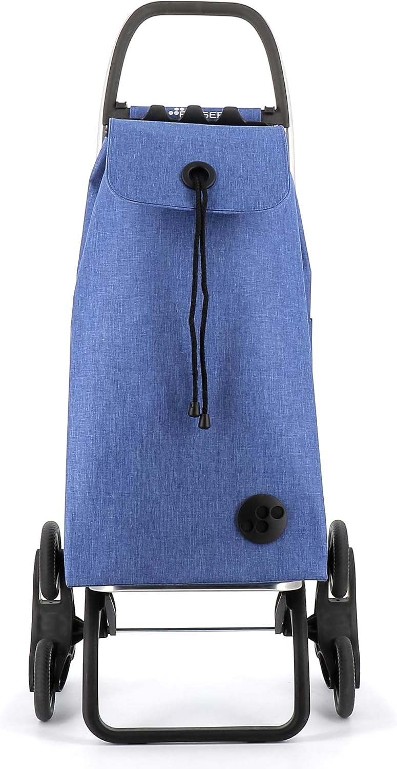 ROLSER I-Max Tweed 6 Wheel Stair Climber Foldable Shopping Trolley - Blue