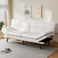 Opoiar 71' L Covertible Futon Sofa Bed,Faux Leather Futon Couch, Memory Foam Modern Loveseat Sleeper, Small Splitback Sofa Couches for Living Room,RV,Home Office,Apartment,White