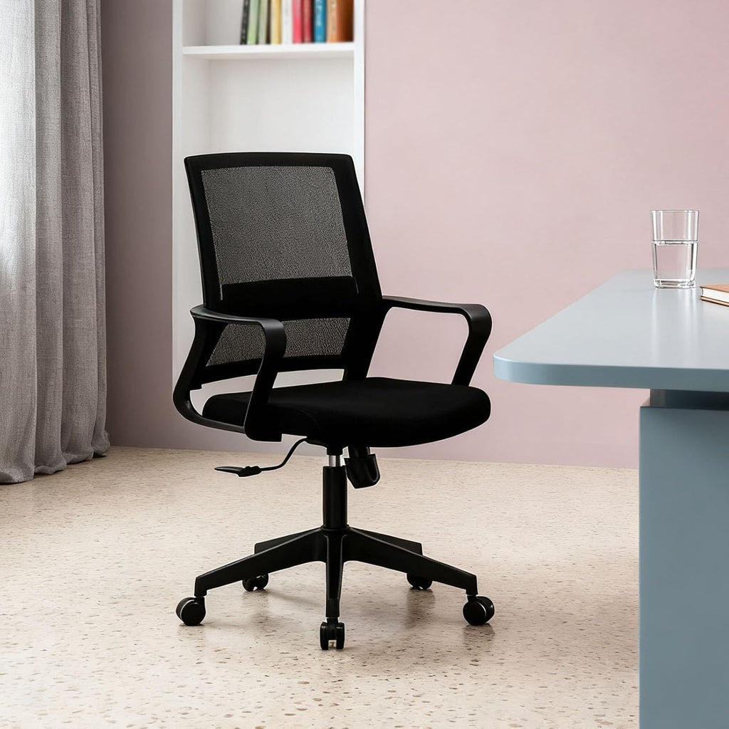 Home Mesh Desk Chair Set of 2,Mid-Back Mesh Computer Chair, Ergonomic Desk Chair, Lumbar Support Comfortable Executive,with Wheels 360 Swivel Task Chair for Office Home and Gaming