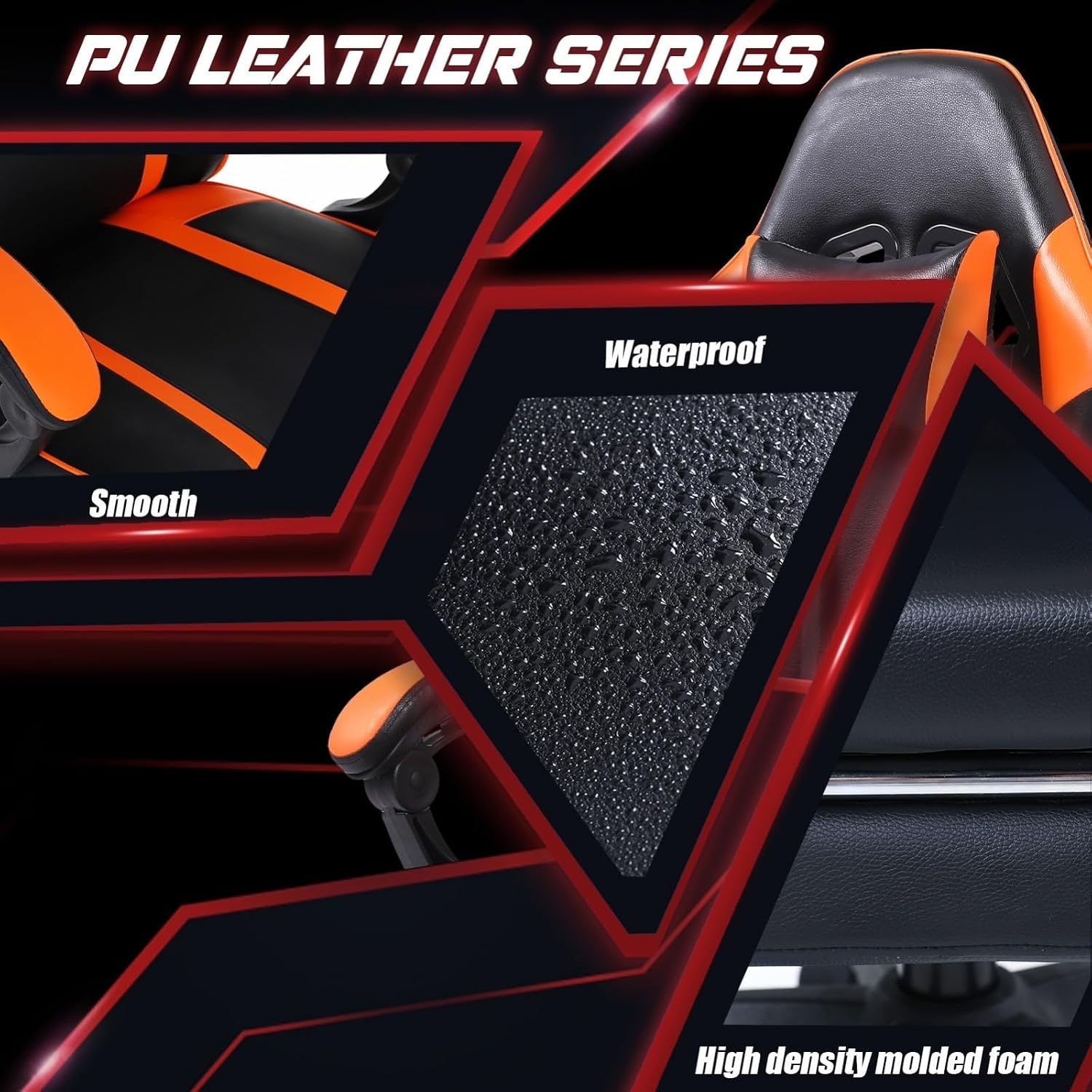 Video Game Chairs for Adults, PU Leather Gaming Chair with Footrest, 360° Swivel Adjustable Lumbar Pillow Gamer Chair, Comfortable Computer Chair for Heavy People, Purple