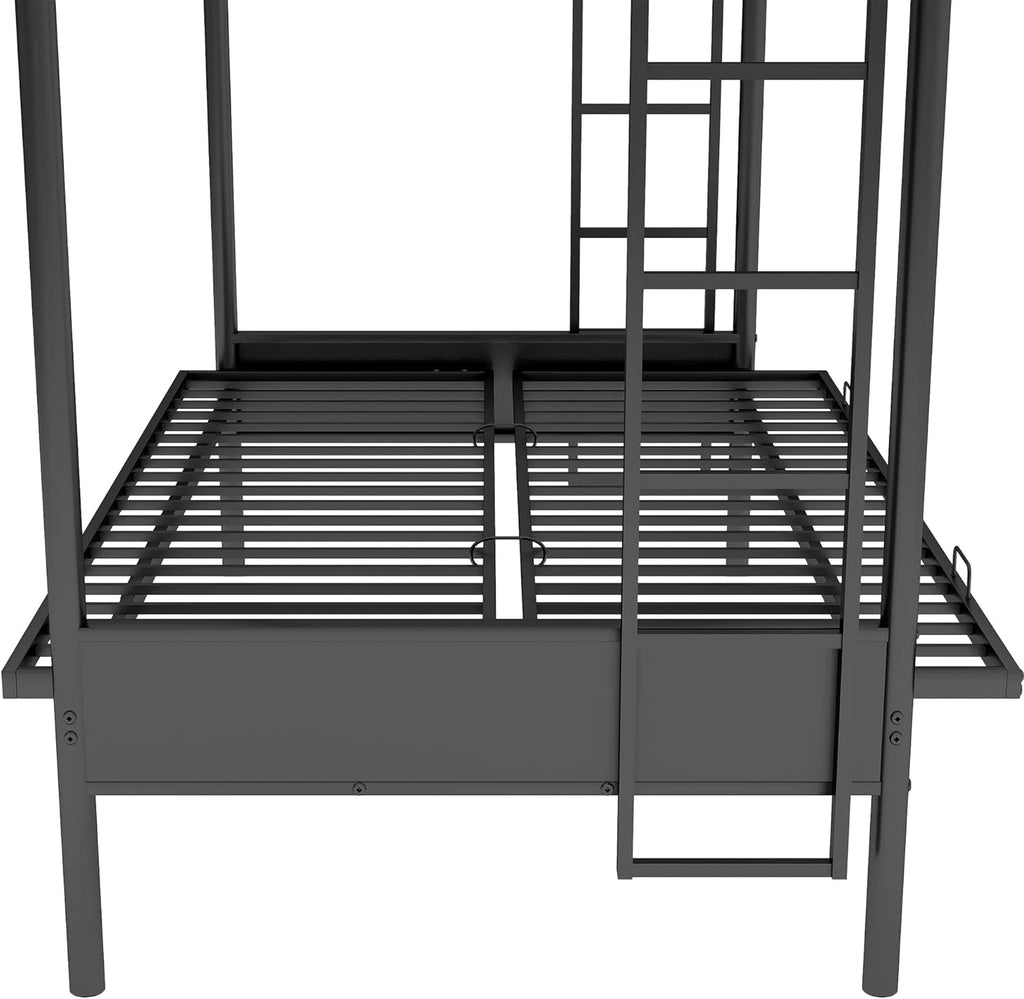 Bellemave Twin Over Futon bunk Bed, loft Bed with futon, Twin Over Full Futon bunk beds, No Box Spring Needed, Black