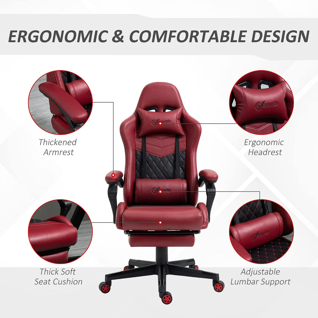 Ergonomic Office Chair with Massage Lumbar Support, 400 lbs High Back Swivel Rolling Desk Chairs, Adjustable Gaming Computer Chairs for Adults, Comfy Home Office Furniture for Bedroom Study,Red