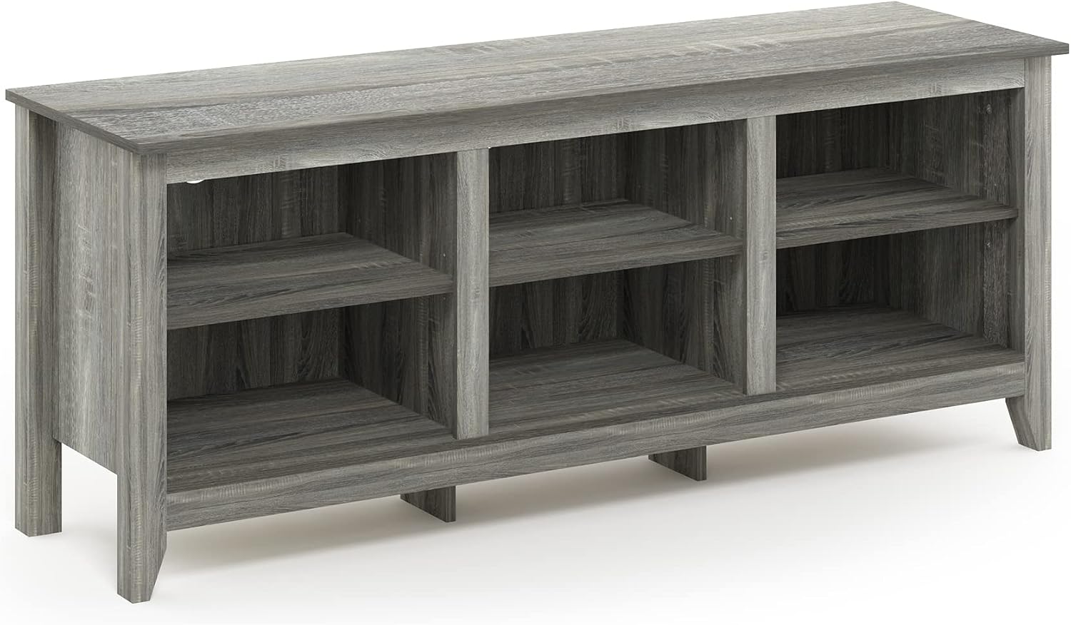 Furinno Jensen TV Stand, TV Entertainment Center with 6 Cube Shelves, TV Console, for TV up to 60 Inch, for Living Room, Bedroom, Grey Oak