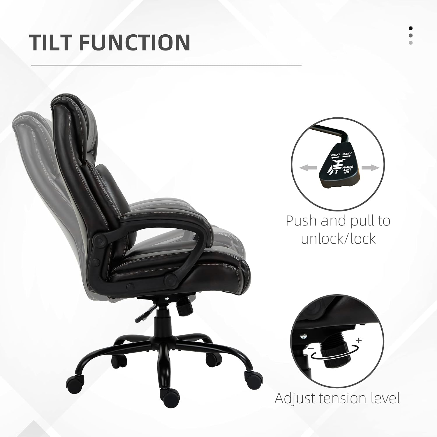 Ergonomic Office Chair,Big and Tall 400 lbs Executive Computer Desk Chairs with Wide Seat High Back PU Leather,Adjustable Height Swivel Wheels for Adults Gaming Home, Bedroom Furniture,Brown