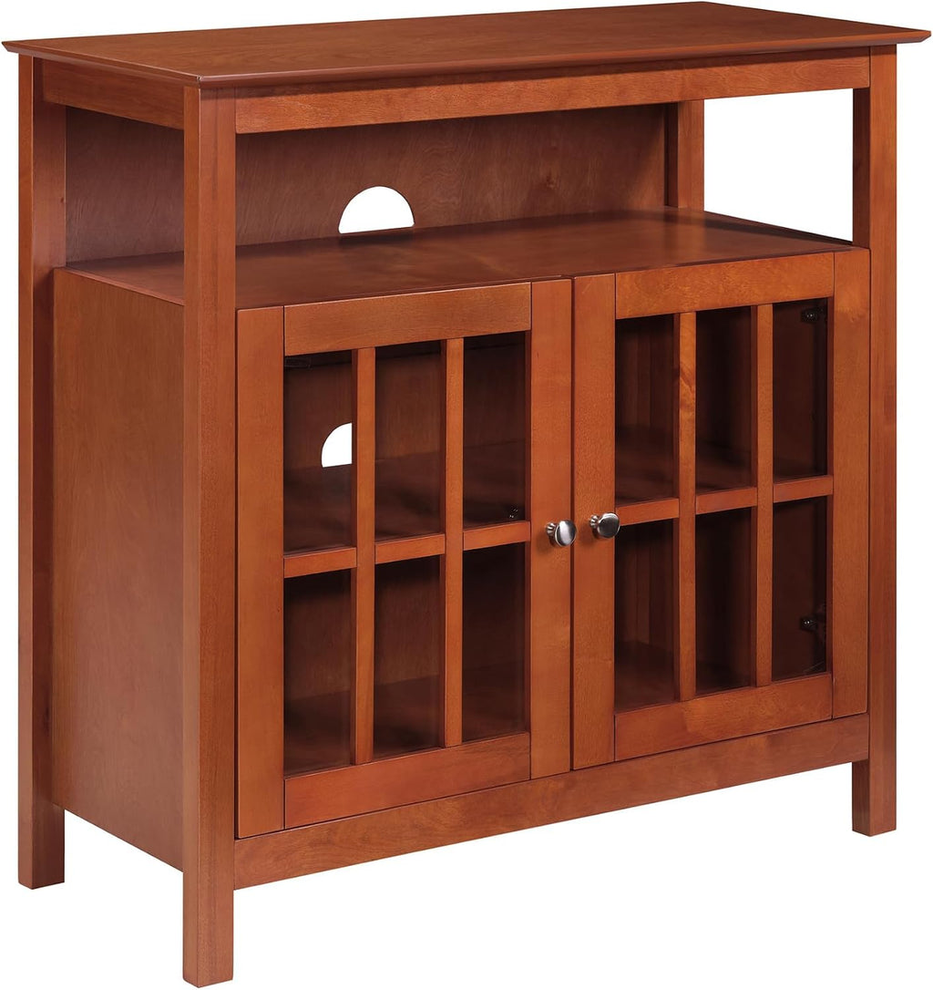 Convenience Concepts Big Sur Highboy TV Stand 36' - Modern Entertainment Center For TVs up to 40', Storage Cabinet for Dining, Living Room, & Entryway, Console Hall Table with Shelves, Cherry