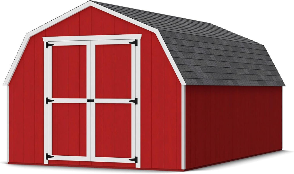 Little Cottage Co. 10x16 Value Gambrel Barn with 4 ft. Sidewalls with Floor, Outdoor Wood Storage Shed Do-It-Yourself Precut Kit