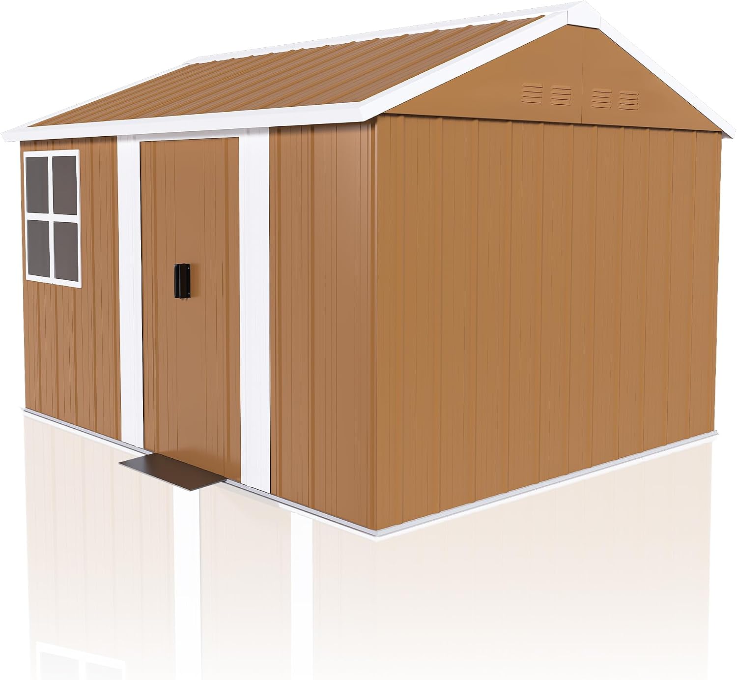 KEIKI 10FT x 8FT Heavy-Duty Metal Storage Shed, Outdoor Storage Shed with Window, Weatherproof Outdoor Garden Shed for Garden, Backyard, Patio, Lawn (Floor Not Included)