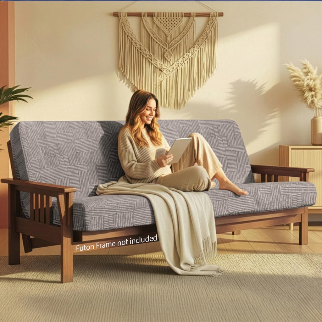Matini Home Memory Foam Futon Mattress, Foldout Couch Futon Mattress - 54x74 Full Size (Elephant) Comfortable and Heavy Duty Sofa Bed, Thick Corded Cushion for All (Frame NOT Included)