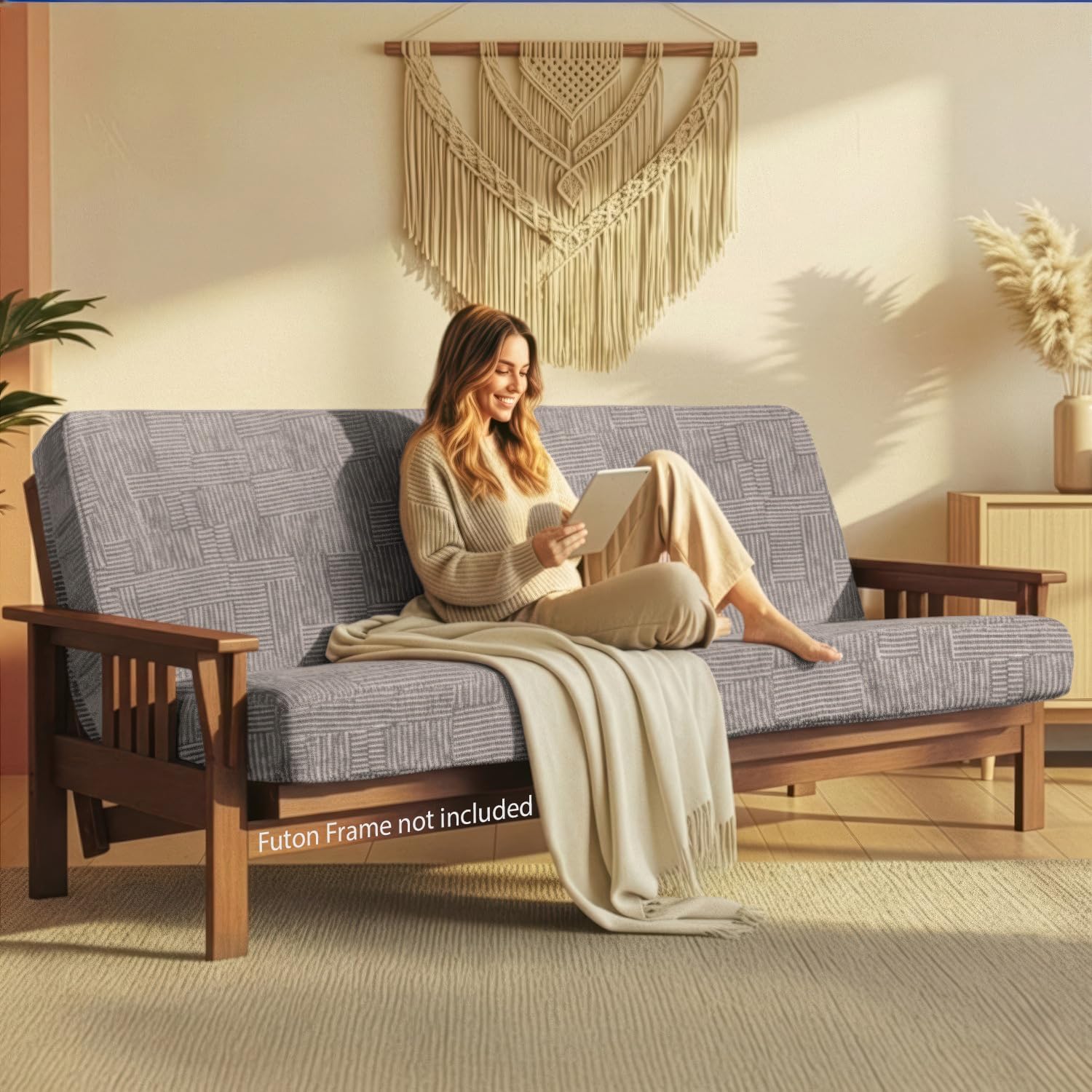 Matini Home Memory Foam Futon Mattress, Foldout Couch Futon Mattress - 54x74 Full Size (Elephant) Comfortable and Heavy Duty Sofa Bed, Thick Corded Cushion for All (Frame NOT Included)
