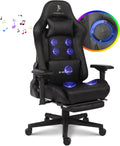 Gaming Chair with Footrest,4d Armrest Ergonomic Office Chair,90-180° Adjustable Backrest High Back Gamer Chair for Adults with Seven Point Massage Game Chair with Speakers,Black