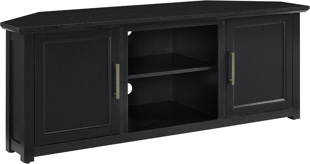 Crosley Furniture Camden Corner TV Stand for 65+ inch TVs, Entertainment Center with Storage Shelves, Black