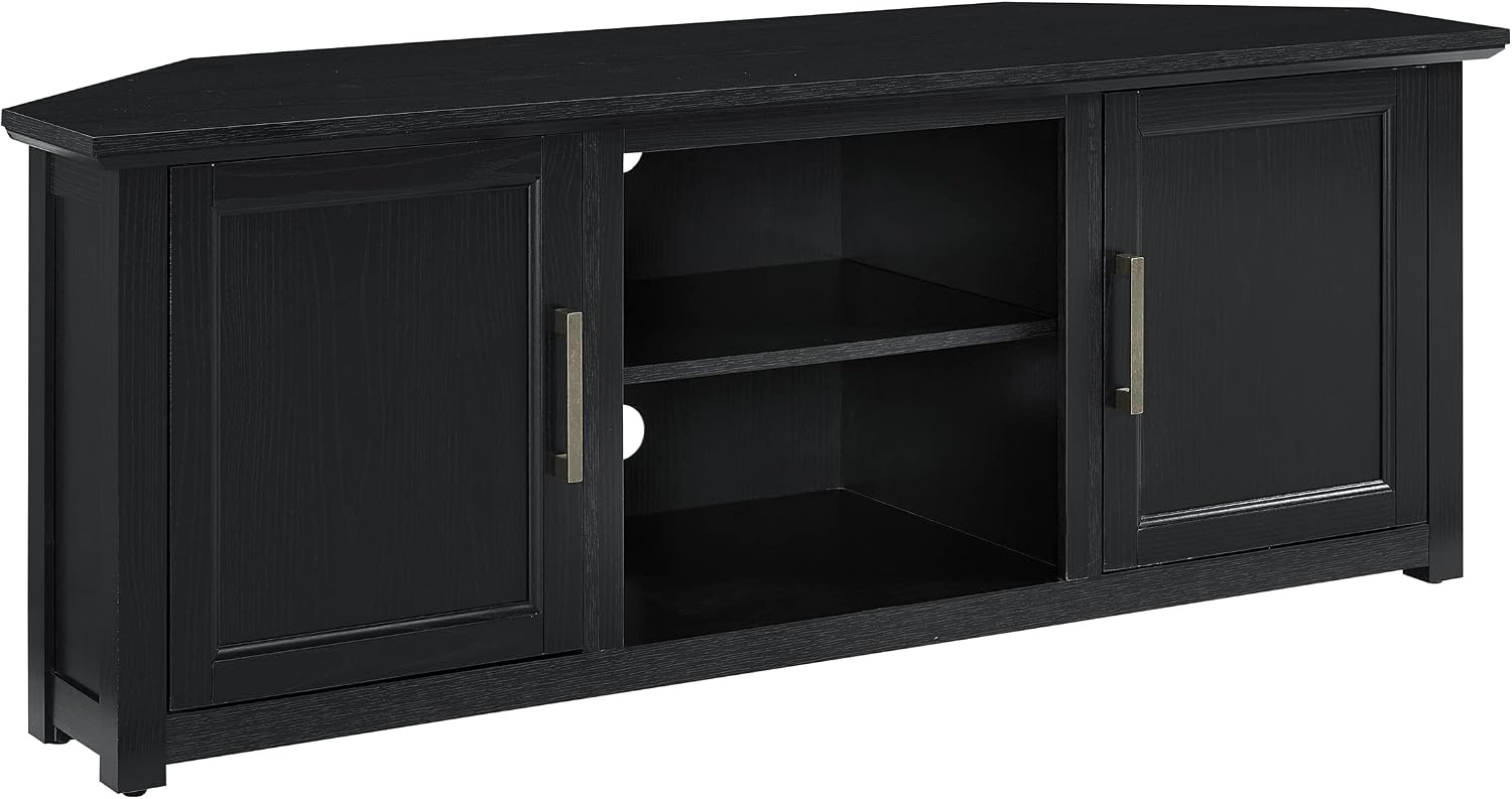 Crosley Furniture Camden Corner TV Stand for 65+ inch TVs, Entertainment Center with Storage Shelves, Black