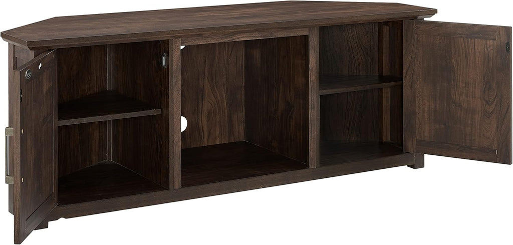 Crosley Furniture Camden Corner TV Stand for 65+ inch TVs, Entertainment Center with Storage Shelves, Dark Walnut