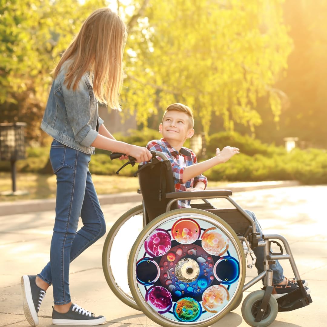 Wheelchair Wheel Covers Designer Cover for Wheelchair Wheels, Enhances Aesthetics, Easy Install/Remove, Lightweight, New Matt Finish (Lunar Legends)