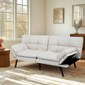 MUUEGM Futon Sofa Bed 71' Ivory Convertible Memory Foam Futon Couch Bed Modern Loveseat Sleeper with Adjustable Backrests Armrests for Living Room,Small Space,Office