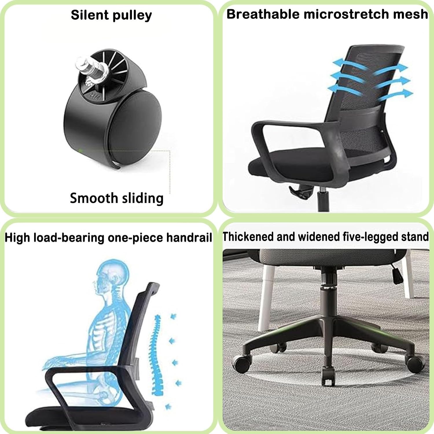 Home Mesh Desk Chair Set of 2,Mid-Back Mesh Computer Chair, Ergonomic Desk Chair, Lumbar Support Comfortable Executive,with Wheels 360 Swivel Task Chair for Office Home and Gaming