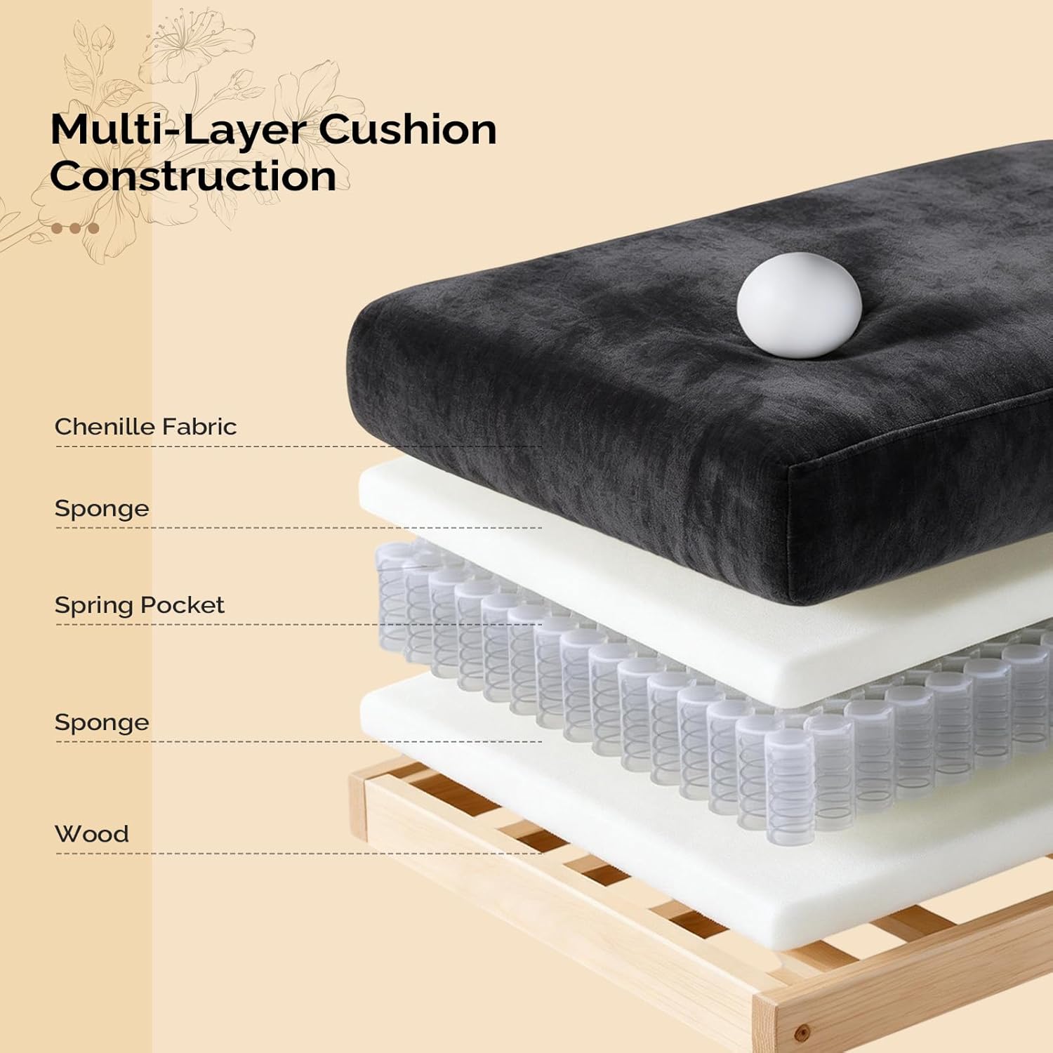 VINGLI 87' Convertible Sectional Sofa,L-Shape Deep Seat Sofa Couch for Living Room,Modern Chenille 2 Seat Loveseat Sofa with Ottoman for Small Space(Black, 87')