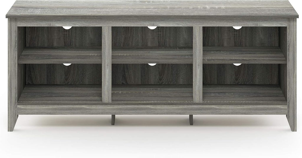Furinno Jensen TV Stand, TV Entertainment Center with 6 Cube Shelves, TV Console, for TV up to 60 Inch, for Living Room, Bedroom, Grey Oak