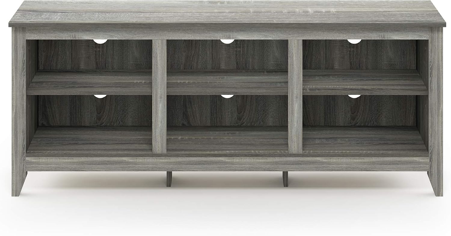 Furinno Jensen TV Stand, TV Entertainment Center with 6 Cube Shelves, TV Console, for TV up to 60 Inch, for Living Room, Bedroom, Grey Oak
