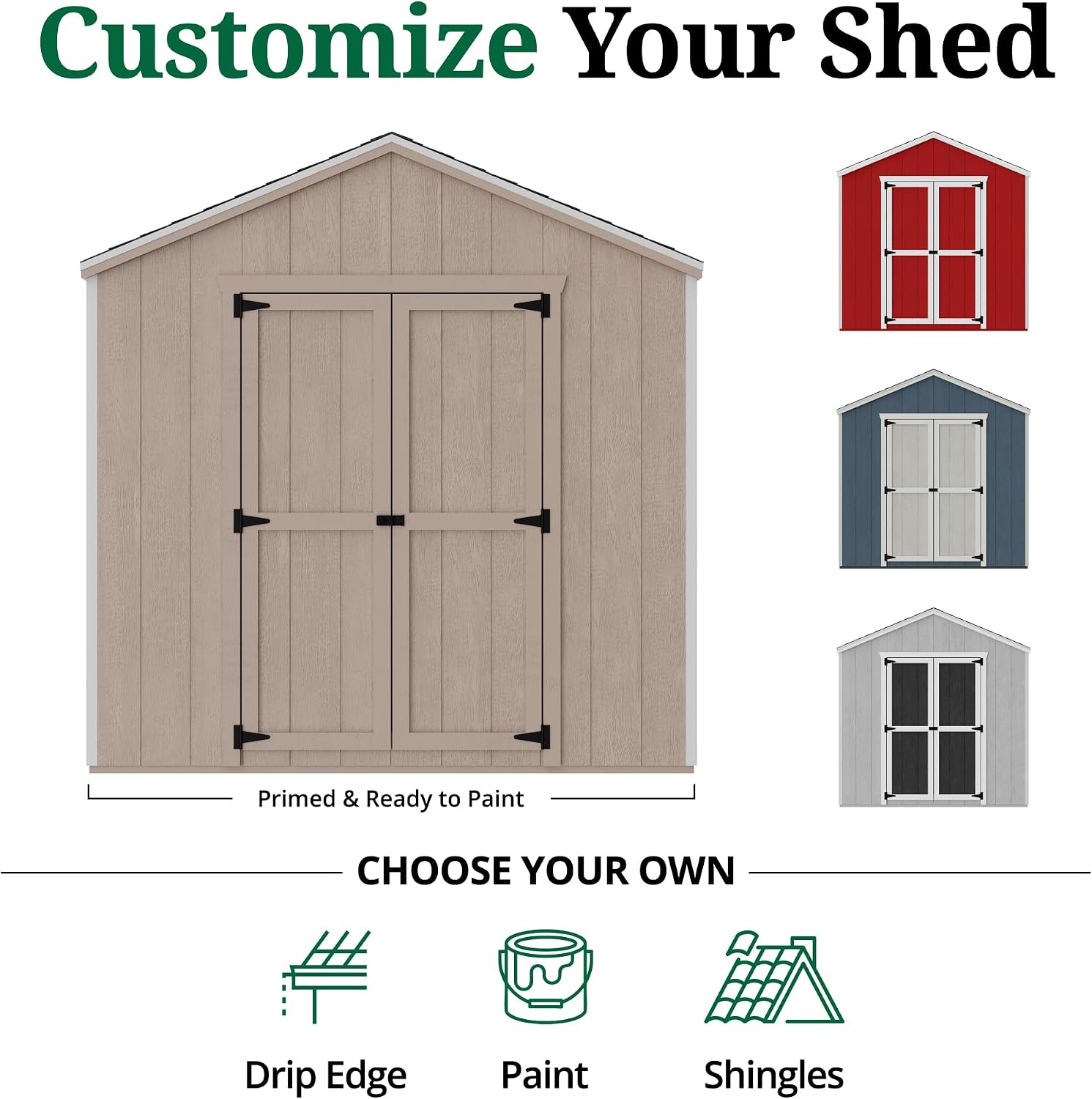 Little Cottage Co. 8x10 Value Gable Shed with Floor, Outdoor Wood Storage Do-It-Yourself Precut Kit