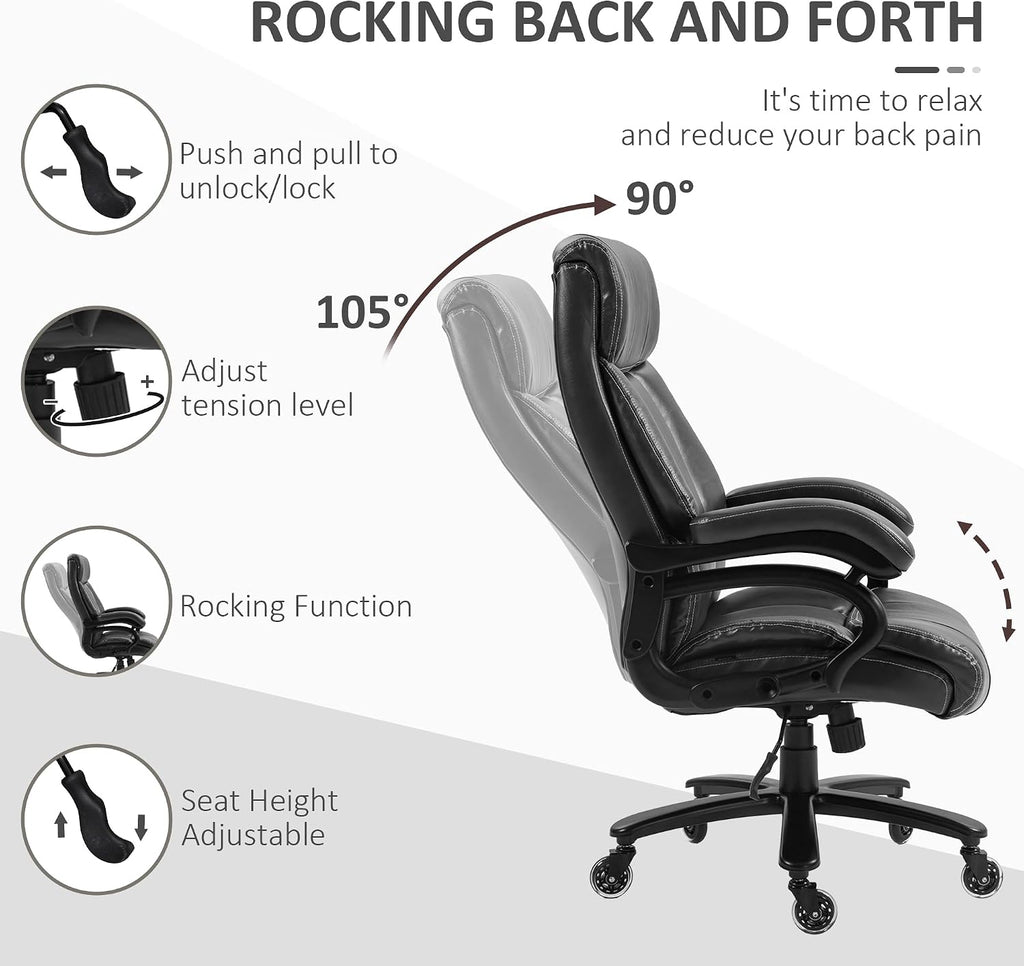 Ergonomic Office Chairs for Adults,Gaming Desk Computer Furniture with Comfortable Swivel Rolling Wheels Chair for Home, Office Bedroom Study Big and Tall Chairs,Black