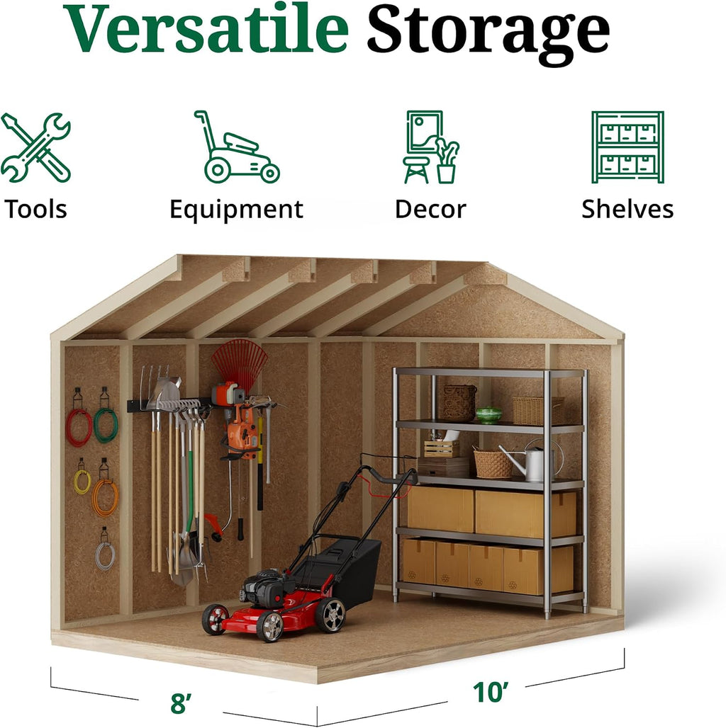 Little Cottage Co. 8x10 Value Gable Shed with Floor, Outdoor Wood Storage Do-It-Yourself Precut Kit