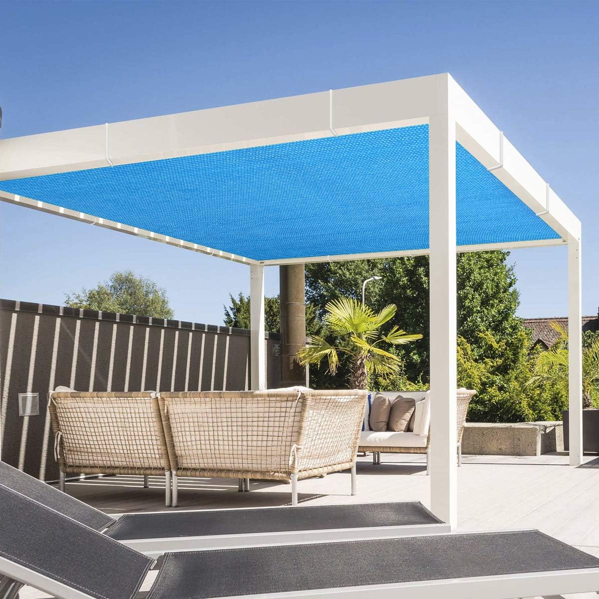 Eden's Decor Straight Flat Edge Sun Shade Sail with Grommets, Pergola Shade Cover Outdoo Sun Shade, Patio Shade, Deck Shade(Blue, 12' X 16')