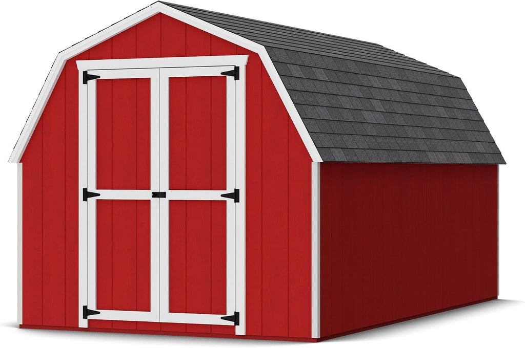 Little Cottage Co. 8x14 Value Gambrel Barn with 4 ft. Sidewalls with Floor, Outdoor Wood Storage Shed Do-It-Yourself Precut Kit