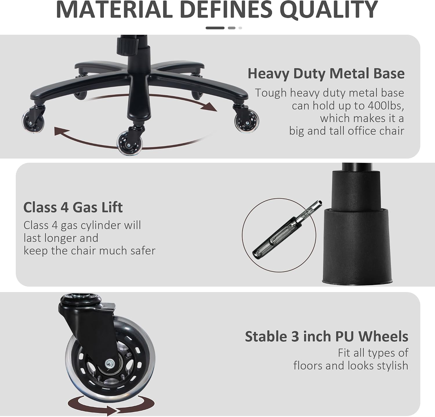 Ergonomic Office Chairs for Adults,Gaming Desk Computer Furniture with Comfortable Swivel Rolling Wheels Chair for Home, Office Bedroom Study Big and Tall Chairs,Black