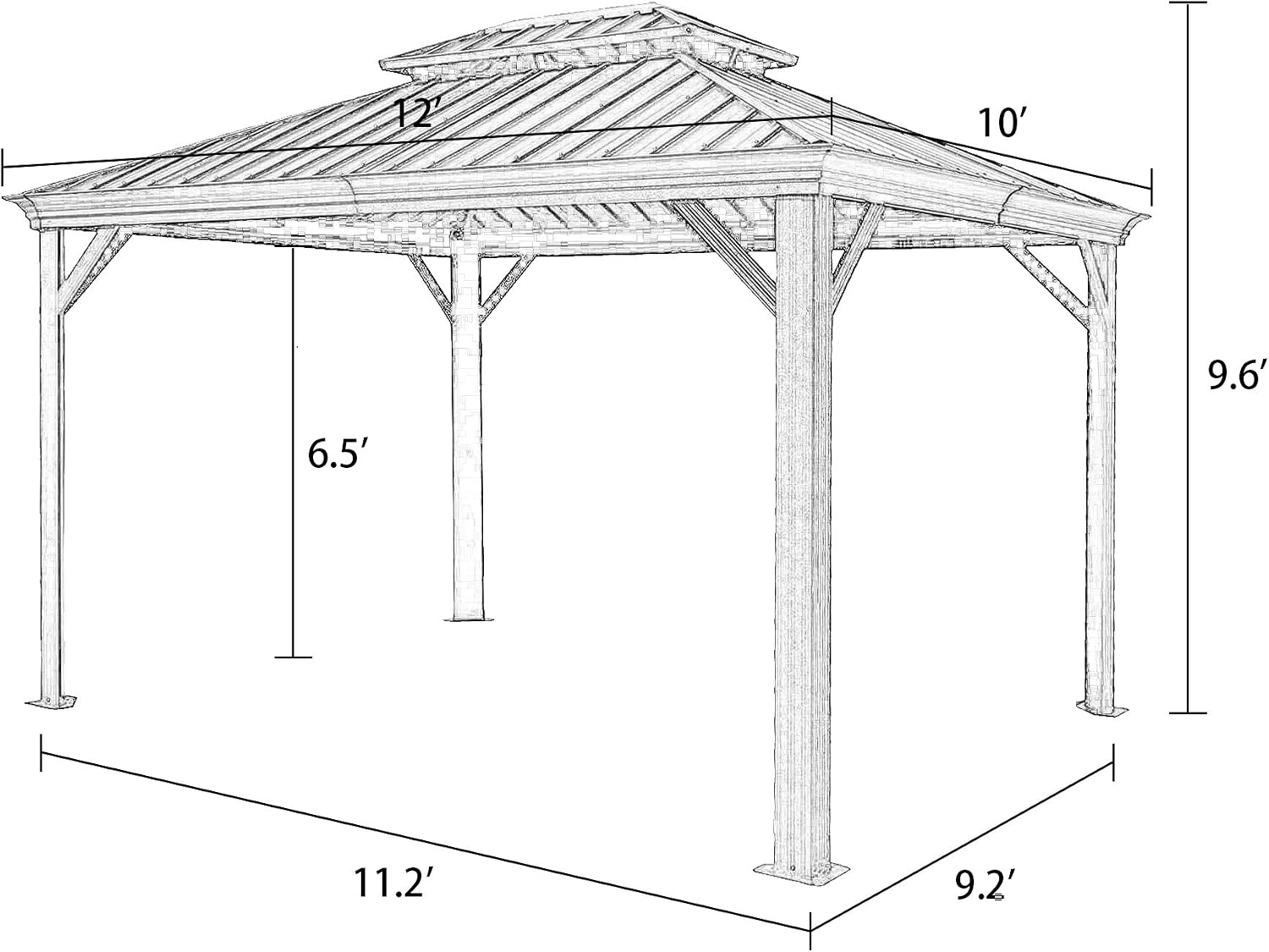 PATIO TREE 10' x 12' Aluminum Frame Outdoor Gazebo Tent with Mosquito Net and Polyester Curtain