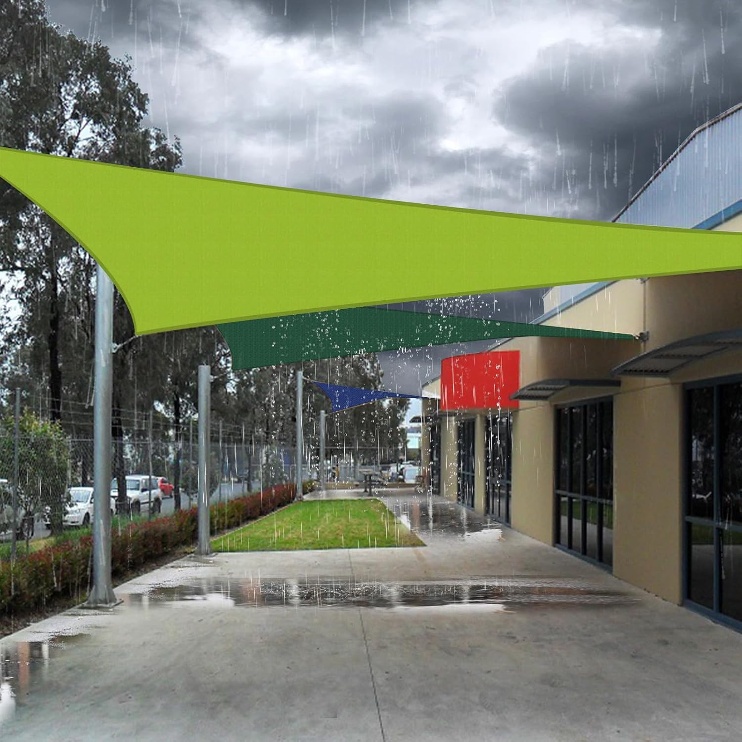 Sun Shade Sail,95% UV Blocker Shade Sails,Outdoor Dark Green Rectangle 6'5''x14'8'' Waterproof Shade Sail,for Pergola Carport Awning Yard Activities