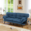 MUUEGM 71' Convertible Futon Sofa Bed, Upholstered Small Futon Couches with Adjustable Backrest, Loveseat Sleeper Bed for Compact Living Room Studio Office (Navy Blue)