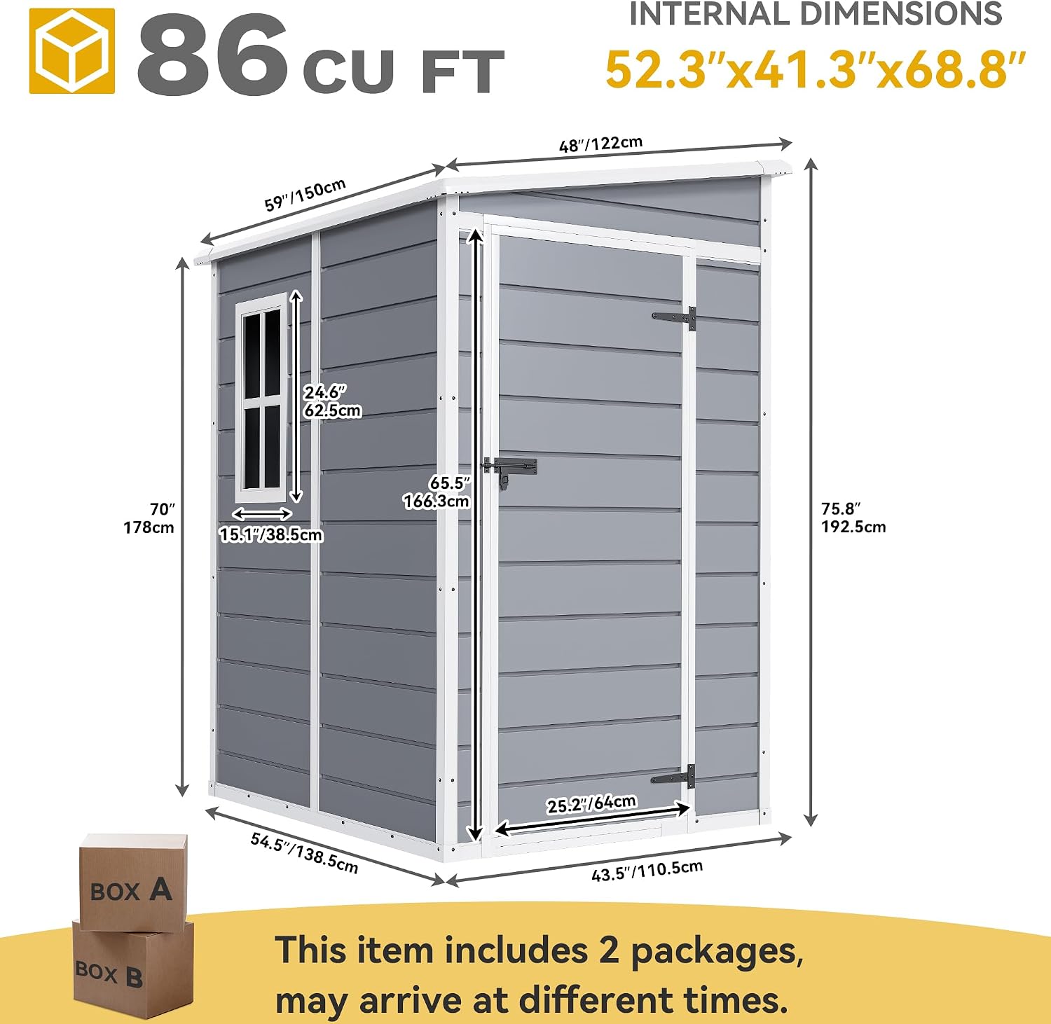 DWVO 5x4 FT Outdoor Storage Shed with Reinforced Floor, All-Weather Resin Storage Shed with Lockable Door & Window, Waterproof Plastic Tool Storage for Garden, Backyard, Patio, Lawn