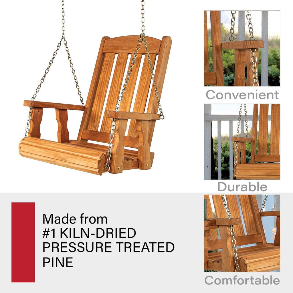 Amish Casual Heavy Duty Mission Pressure Treated Swing Chair (Cedar Stain)