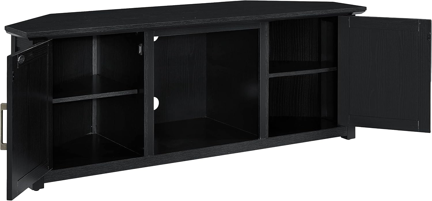 Crosley Furniture Camden Corner TV Stand for 65+ inch TVs, Entertainment Center with Storage Shelves, Black