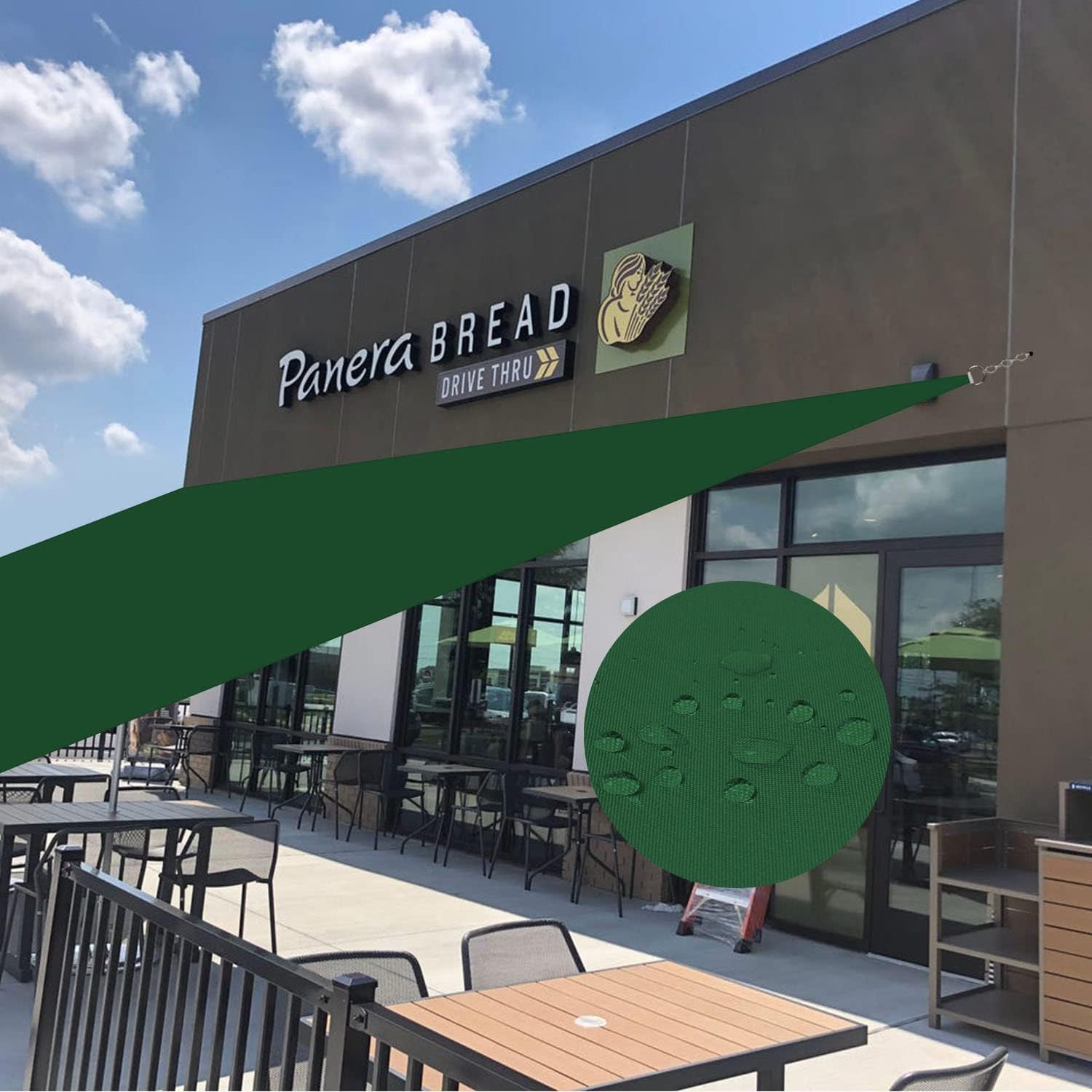 Terylene Waterproof Sun Shade Sail UV Blocker Sunshade Patio Rectangle Knitted 220 GSM Block Fabric Pergola Carport Awning 12' x 16' in Color Dark Green