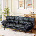 MUUEGM Futon Sofa Bed, 71' Folding Recliner Lounge with Adjustable Backrest & Armrests, Comfy Loveseat Sleeper Couch for Compact Spaces, Faux Leather, Black