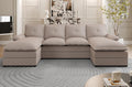 110' Sectional Couches for Living Room,4 Seat U Shape Modular Couch with Thick Cushion & Soft Backrest,Upholstered Sofa Couch with Double Chaise,Beige