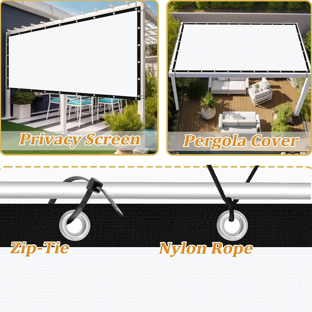 Shade&Beyond Customized Size 90% Sun Shade Cloth with Grommets, 14' X 20' Pergola Shade Cover Canopy, Mesh Tarp Sun Screens for Patio, Outdoor, Garden, Backyard GN02, White
