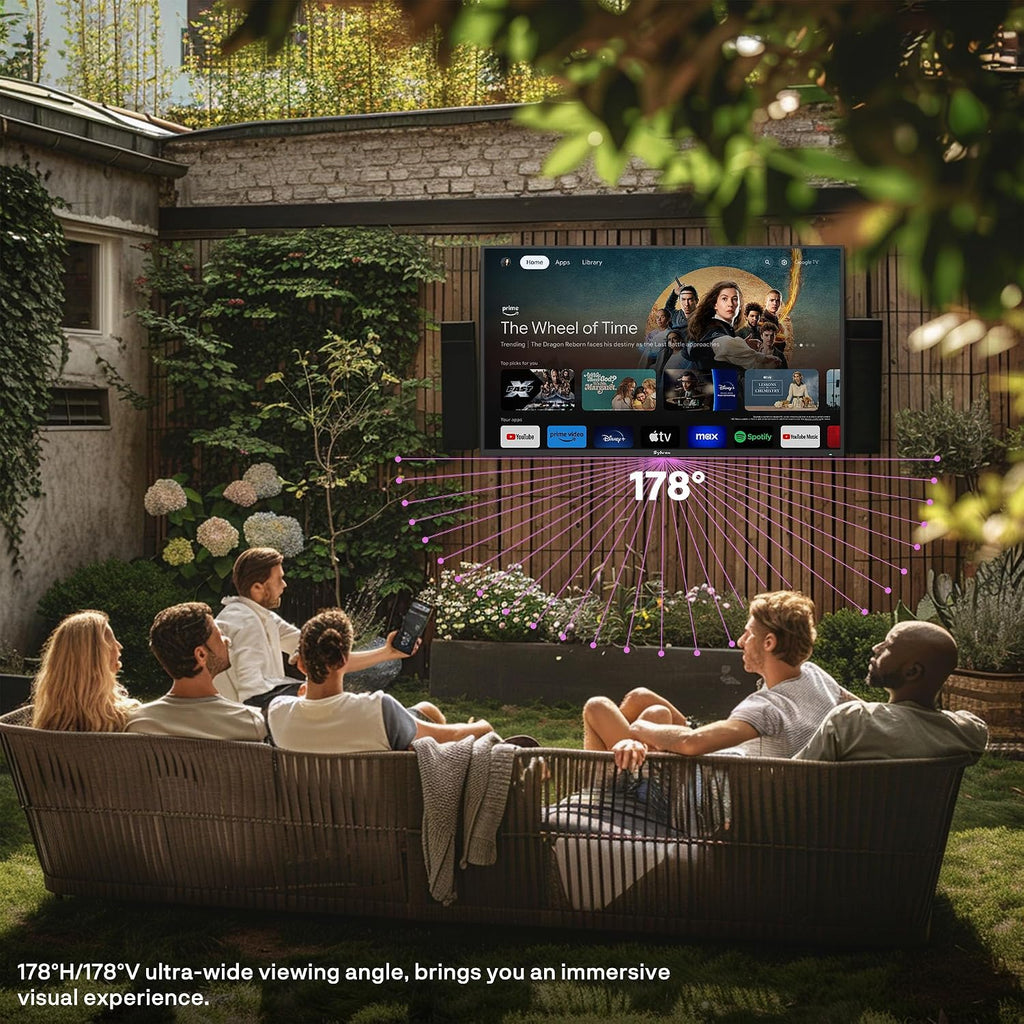 SYLVOX New 75' Outdoor Smart TV, Superior Waterproof Performance, Upgraded Matte Finish for Enhanced Anti-Glare Effect, Full Metal, with Dolby Atmos, 1000nits, Partial Sun Deck Pro 3.0+ Series