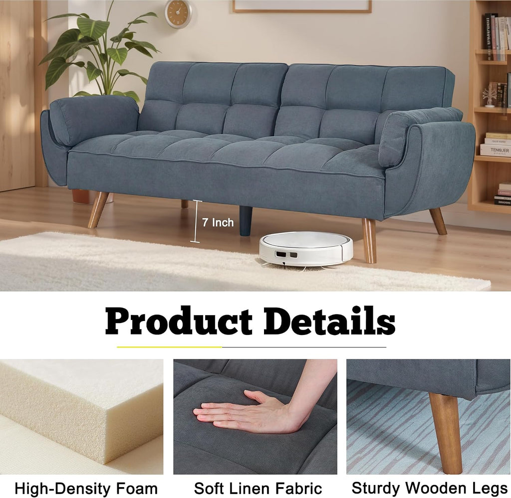 Convertible futon Sofa Bed, Sleeper Sofa Bed with Adjustable backrest, Small Space Small Sofa, Living Room, Bedroom (Dark Gray)