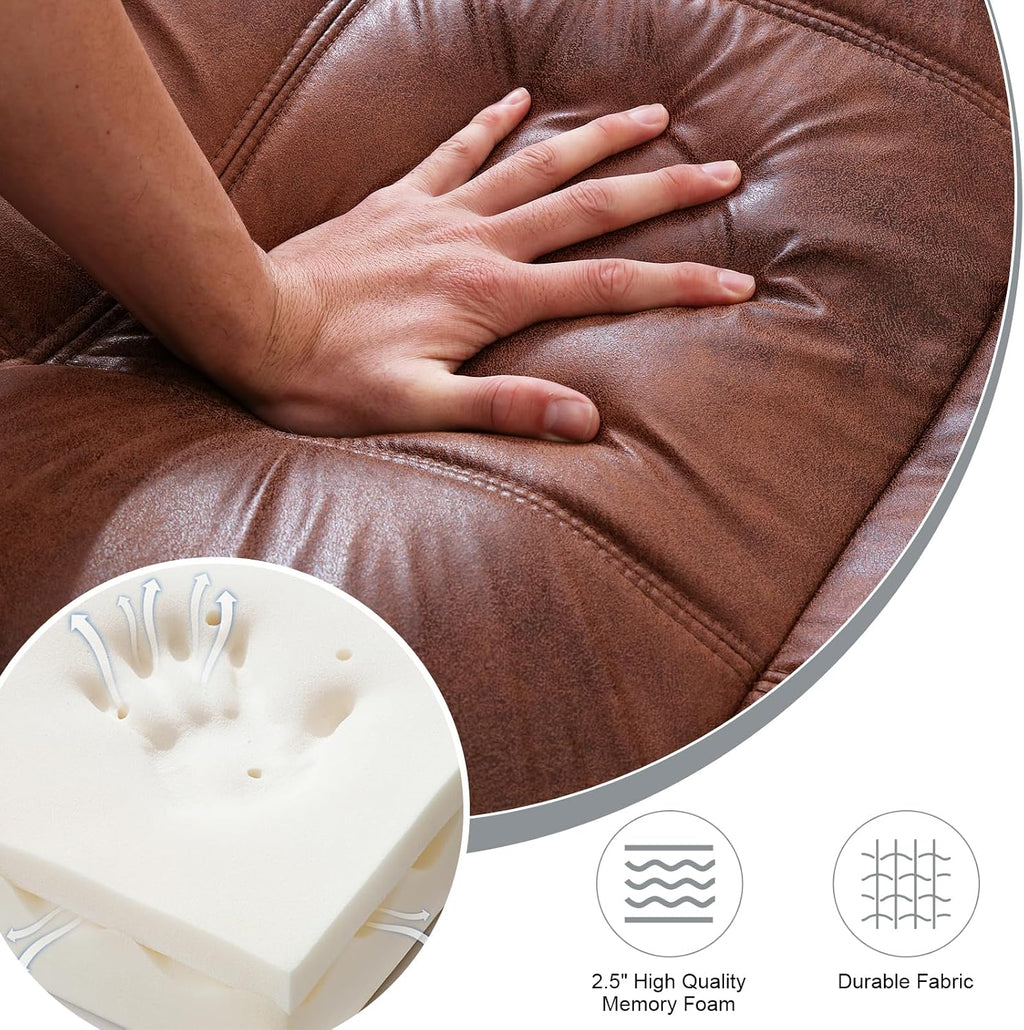 Futon Sofa Bed Convertible Couch,Memory Foam Futon Sofa Couch,Sleeper Futons Sofa Couches,Small Splitback Modern Loveseat Sofa Bed for Living Room,Office,Apartment,Faux Leather,Brown.