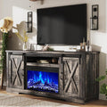 AMERLIFE Fireplace TV Stand with Sliding Barn Door for TVs up to 73', Farmhouse 63' Fireplace Entertainment Center with Storage Cabinets/Adjustable Shelves, Dark Rustic Oak