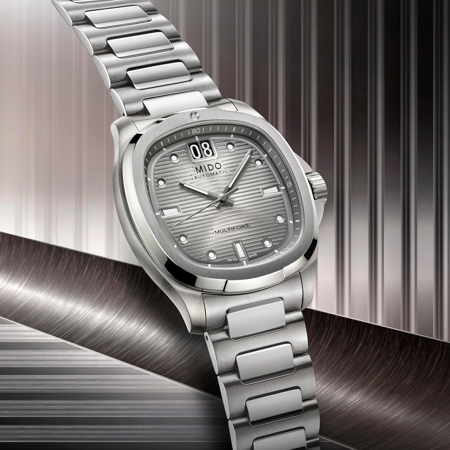 MIDO Multifort TV Big Date - Swiss Automatic Watch for Men - 40mm Case with Transparent Caseback