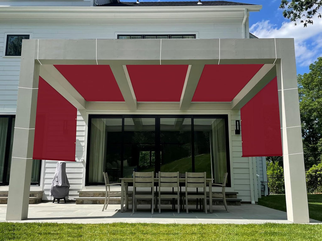 Windscreen4less 8' x 4' Universal Waterproof Replacement Shade Cover Canopy for Pergola Patio Privacy Shade Screen with Grommets on 2 Sides Includes Weighted Rods UV Block Red