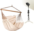 LA SIESTA® - XL King Habana Cotton Hammock Chair & CasaMount - Hanging Chair w/Suspension Kit for Walls Ceilings & Square Beams - Indoor Outdoor Swing Hanging Chair Bedroom Patio Balcony - Nougat